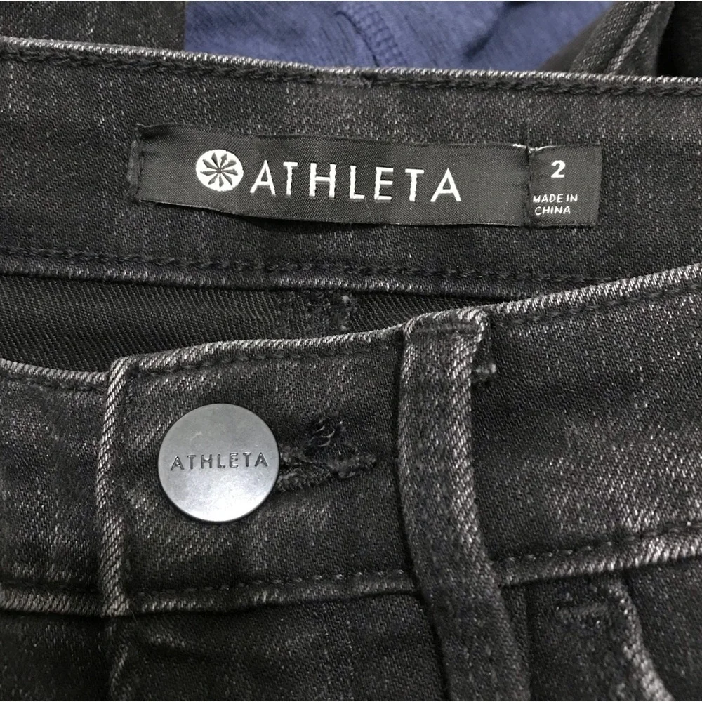 Athleta Sculptek High Rise Crop Kick Carbon Wash Denim Jeans Size 2 Waist 27